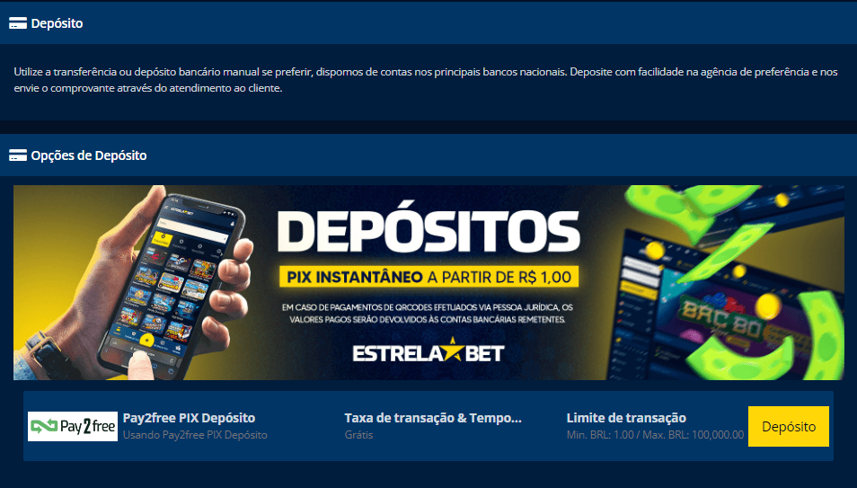 Depósitos da Estrela Bet