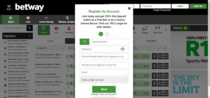 Betway registration